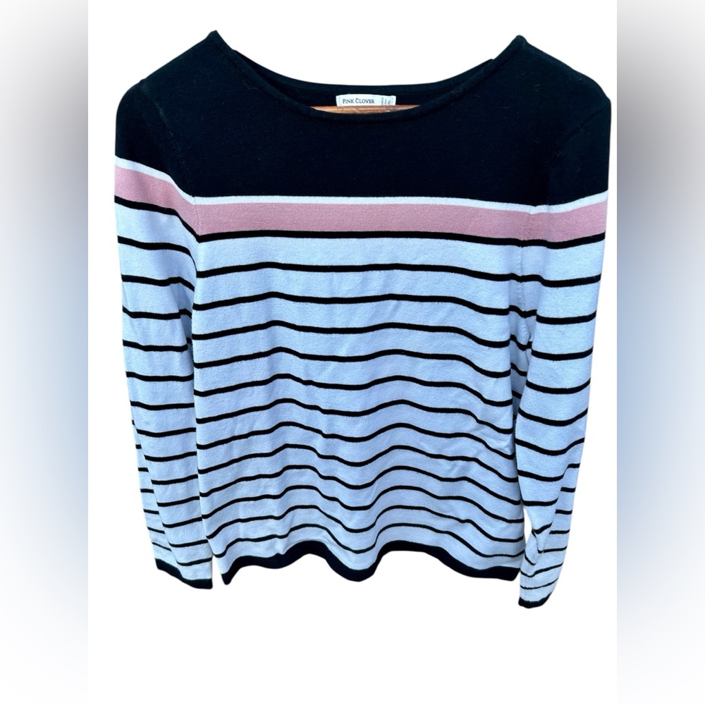 Pink Clover Sweater Striped Preppy Sz. XL